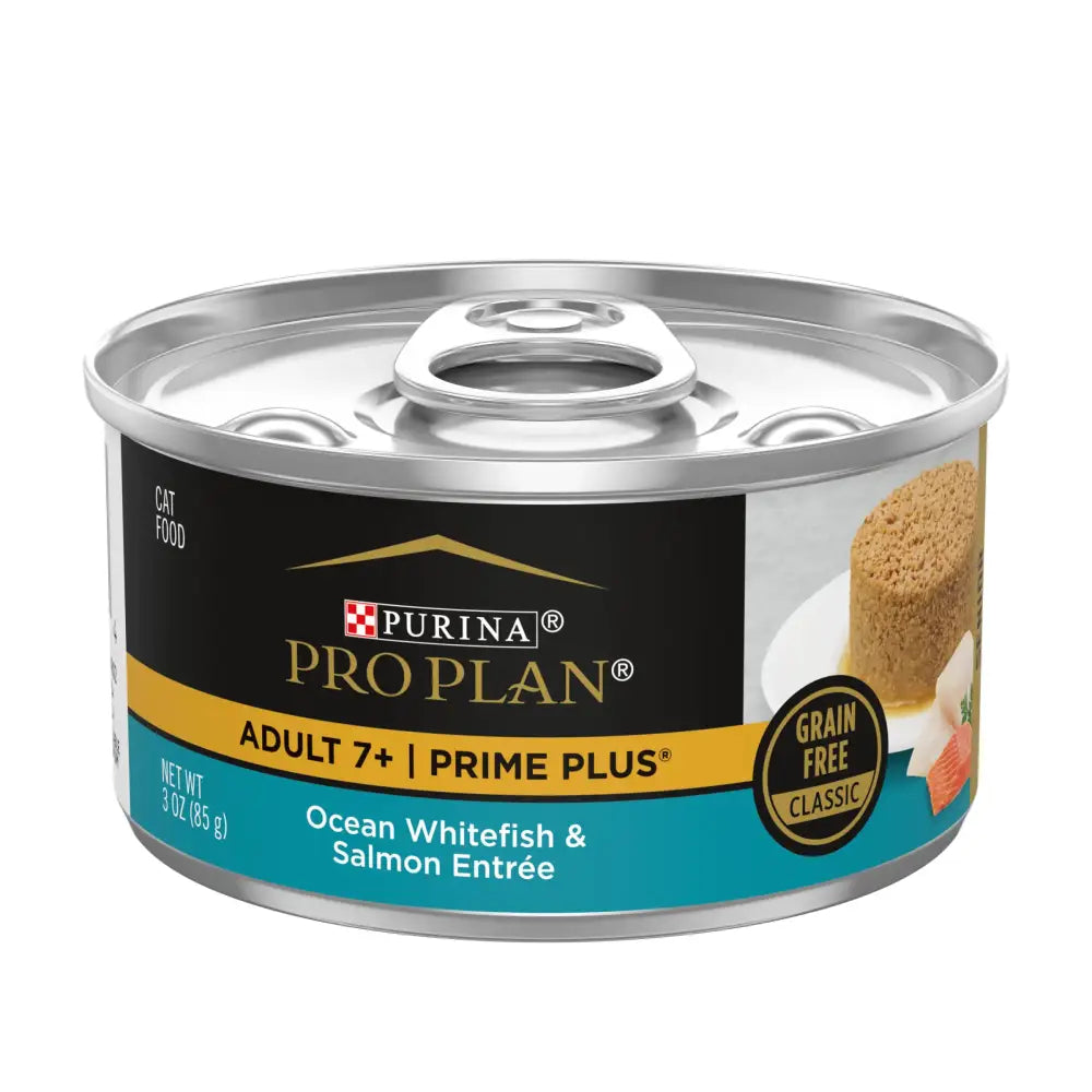 Purina Pro Plan Senior Cat Food Wet Pate Ocean Whitefish and Salmon Entree - (Pack of 24) 3 oz. Pull-Top Cans - Ocean