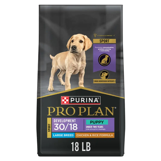 Purina Pro Plan Sport Development Large Breed 30/18 Chicken and Rice High Protein Dog Food Puppy Formula - 18 lb. Bag