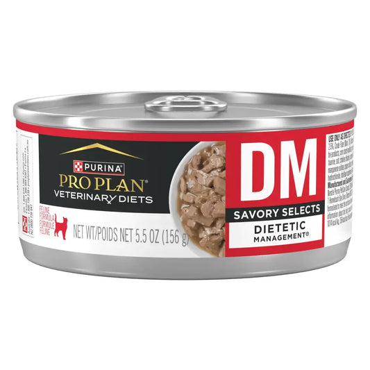 Purina Pro Plan Veterinary Diets DM Dietetic Management Savory Selects Feline Formula Wet Cat Food - (Pack of 24) 5.5