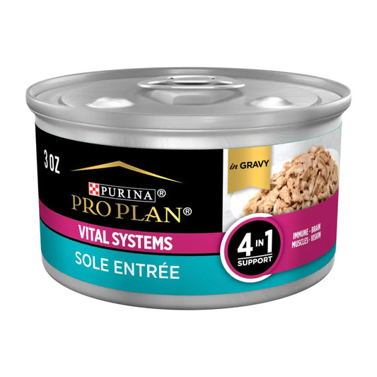 Purina Pro Plan Wet Cat Food Vital Systems Sole Entree in Wet Cat Food Gravy 4-in-1 Immune Brain Muscle and Vision