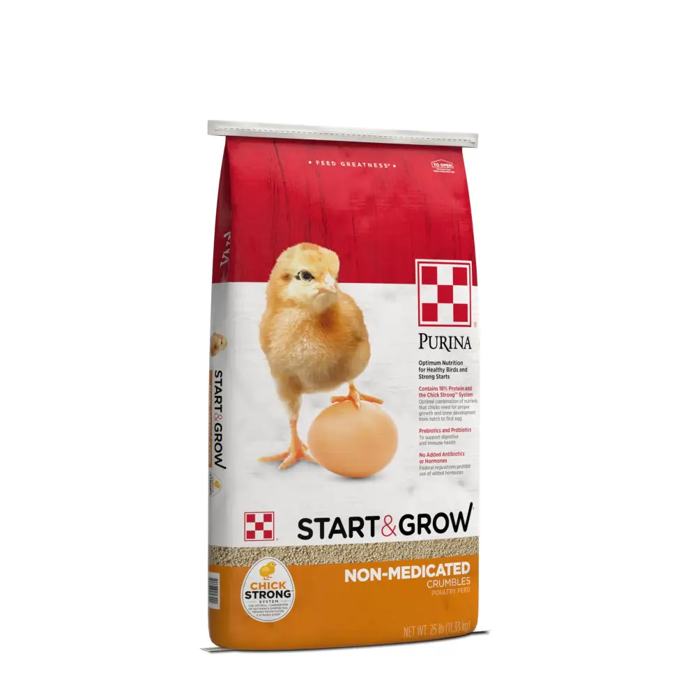 Purina Start and Grow | Non-Medicated Chick Feed Crumbles | Nutritionally Complete - 25 Pound (25 lb.) Bag - n/a