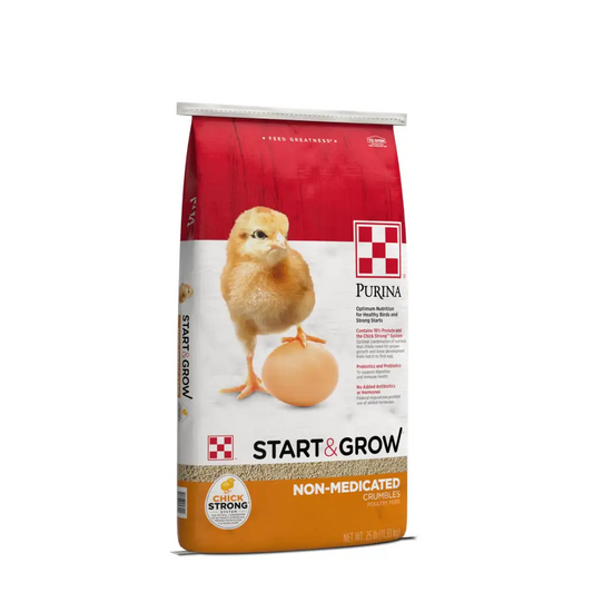 Purina Start and Grow | Non-Medicated Chick Feed Crumbles | Nutritionally Complete - 25 Pound (25 lb.) Bag - n/a
