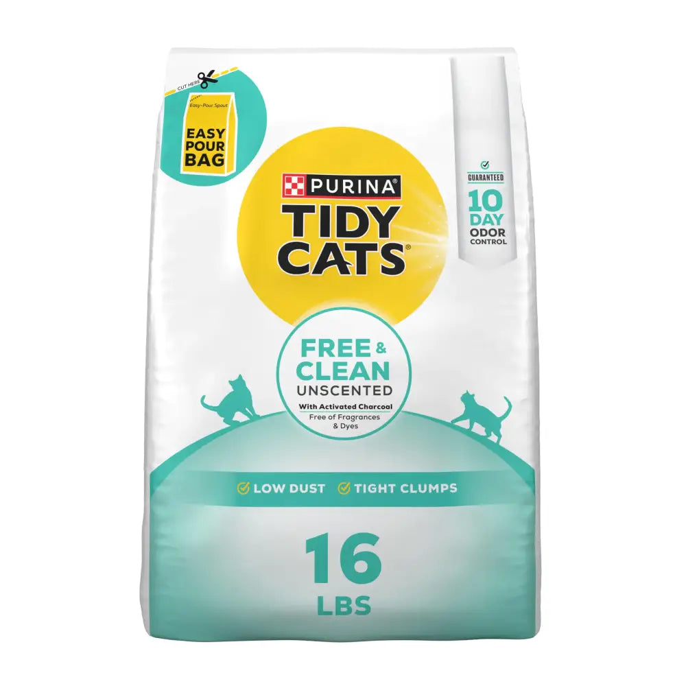Purina Tidy Cats Clumping Cat Litter Odor Control Free and Clean Unscented Multi Cat Litter - 16 lb. Bag - 16lb Bag
