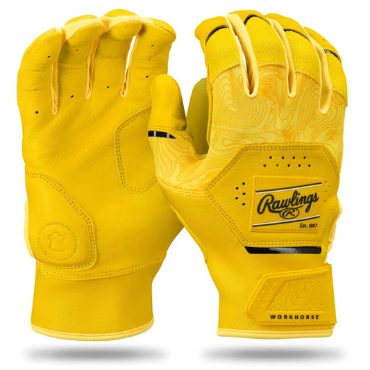 Rawlings | Adult Workhorse Baseball Batting Gloves | Yellow/Black | LRG - YELLOW/BLACK / Large