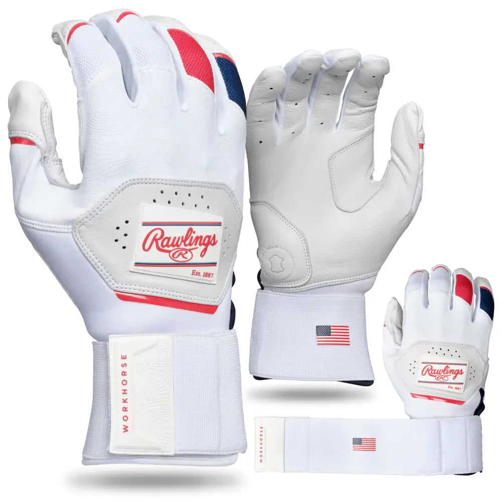 Rawlings | Adult Workhorse with Compression Strap Baseball Batting Gloves | USA | SML - USA / Small