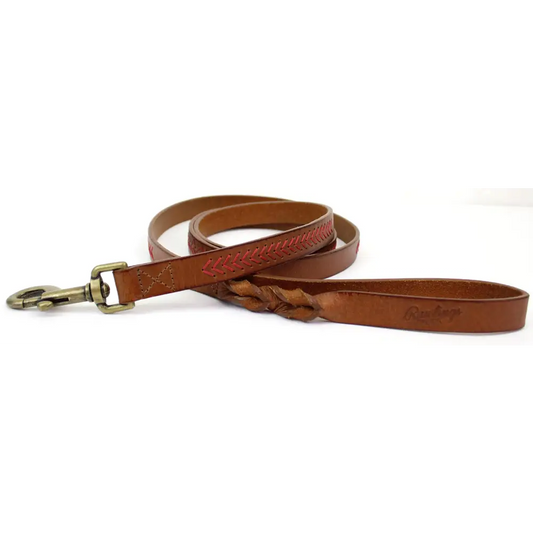 Rawlings | BASEBALL STITCH LEATHER DOG LEASH | 5 Feet | Tan - Tan / 5 Ft.