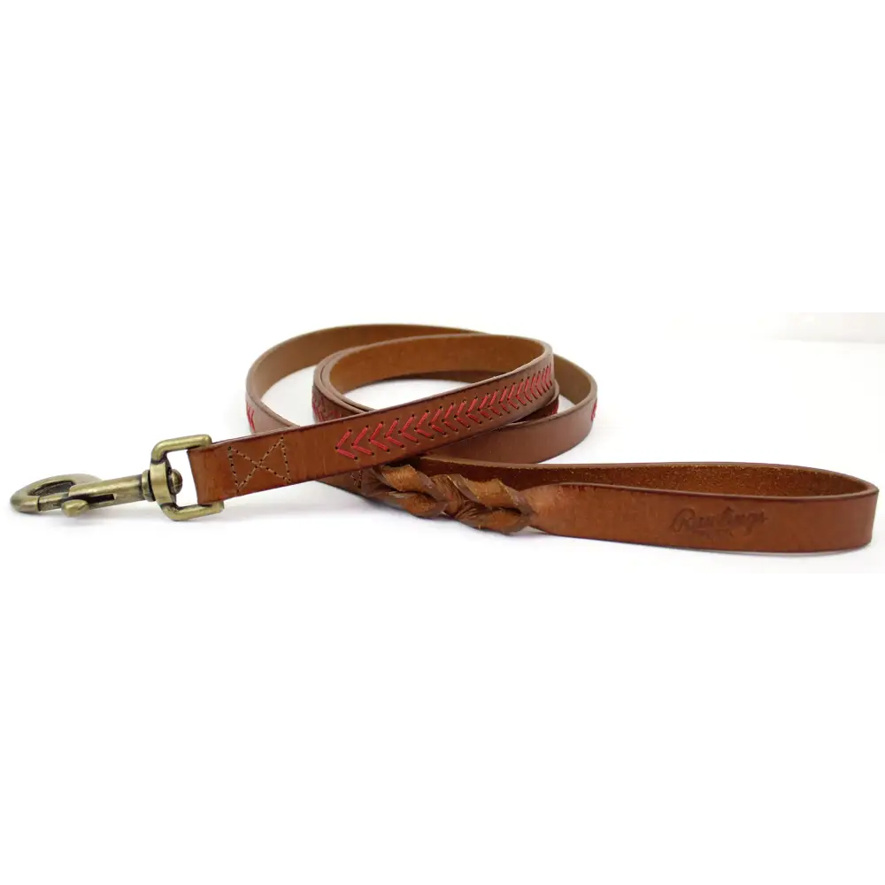 Rawlings | BASEBALL STITCH LEATHER DOG LEASH | 5 Feet | Tan - Tan / 5 Ft.