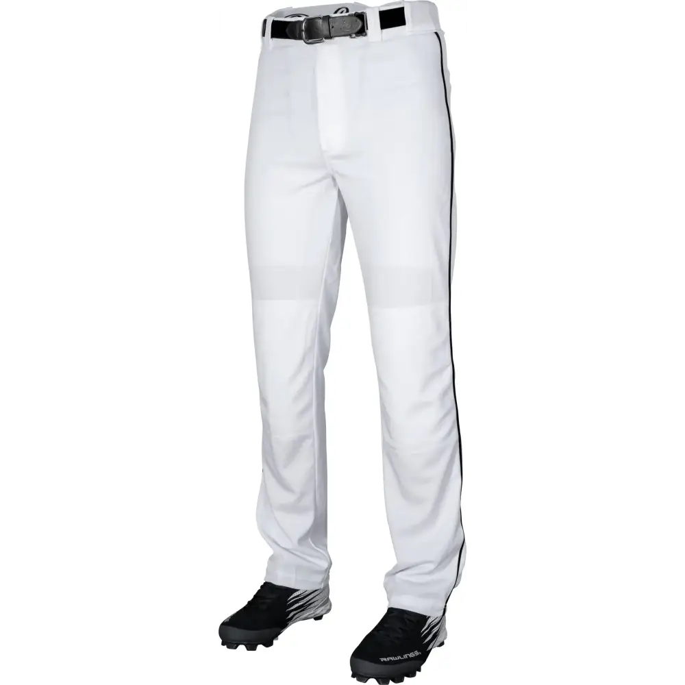 Rawlings Boys Baseball Pants Piped White/Black Youth Medium - Youth Baseball Pant’s Piped / White / Black / Medium