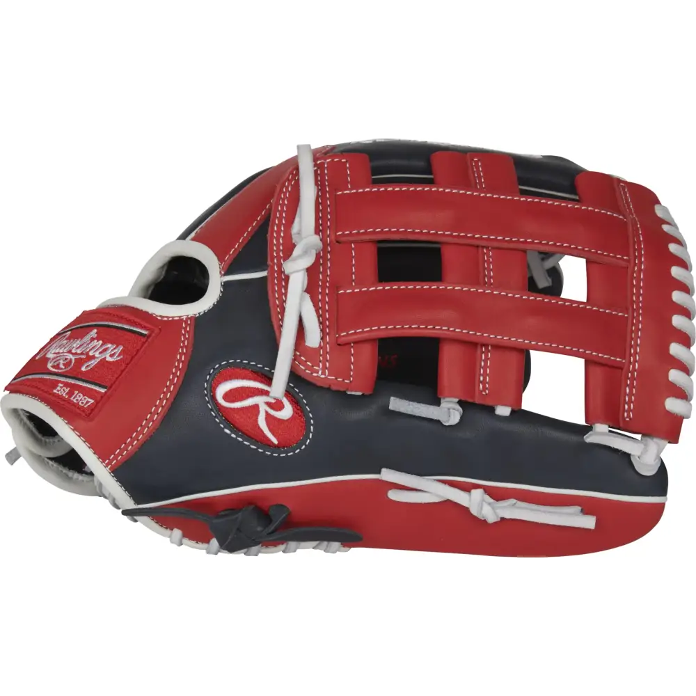 Rawlings | Breakout Baseball Glove | Left Hand Throw | 12.75’’ - Pro H-Web | Red/Navy/White - Pro H-Web | Red / Navy