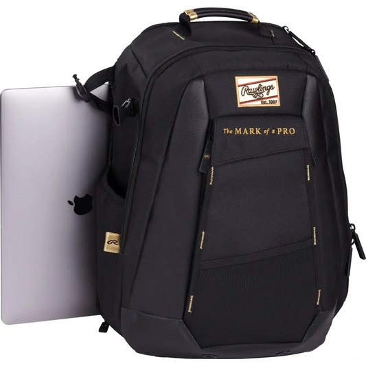 Rawlings | GOLD COLLECTION Backpack | Coach / Player Off-Field Use | Laptop Sleeve - Black