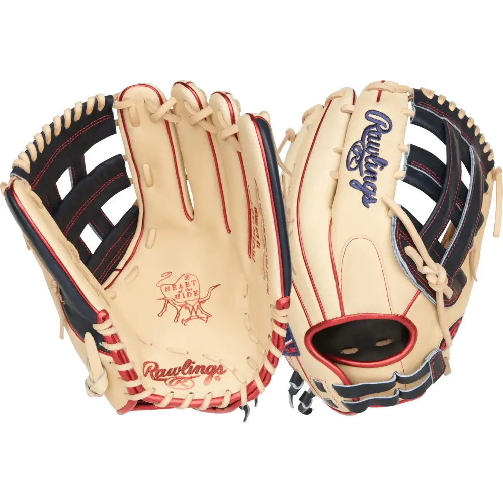 Rawlings | Heart of The Hide Series Fastpitch Softball Glove | 12.75 | RHT | Pro H-Web | Camel/Navy - Pro H-Web | Camel