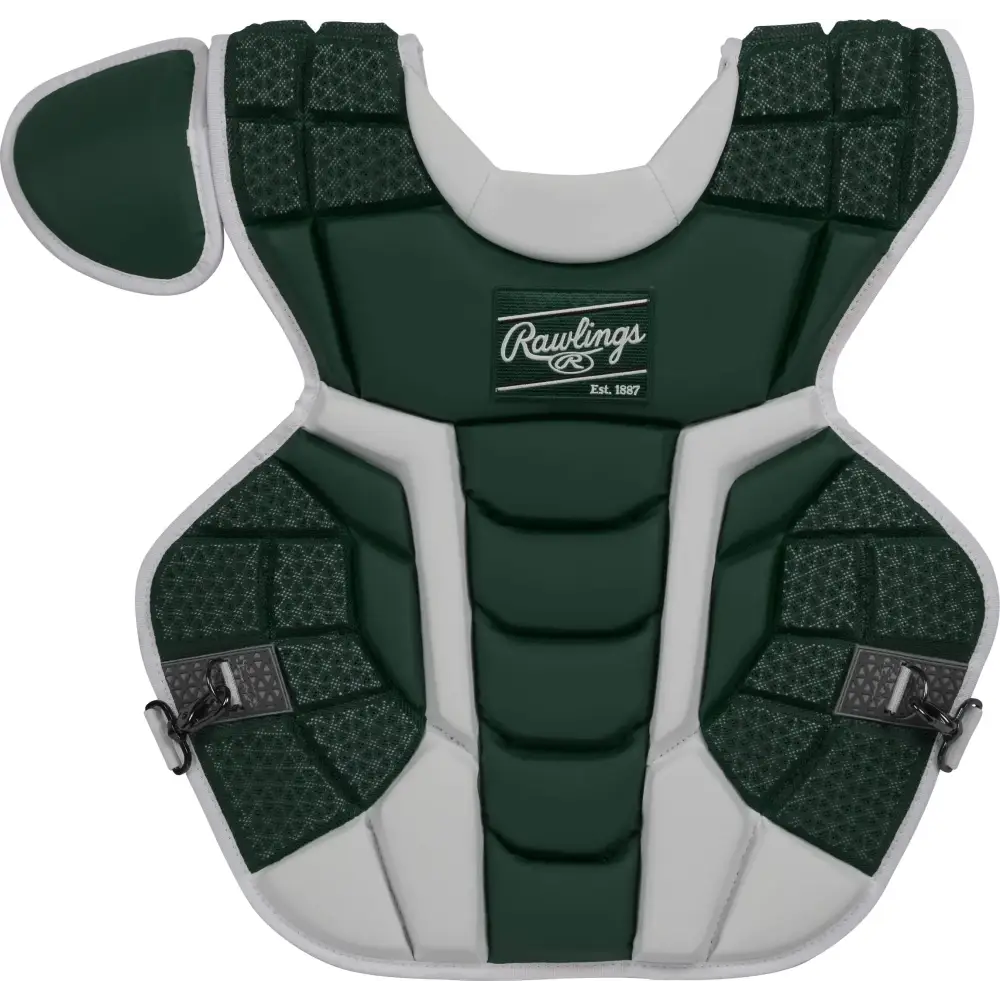 Rawlings | MACH Catchers Chest Protector | Baseball | Intermediate | Dark Green/White - Intermediate - 15 1/2’’ / Dark