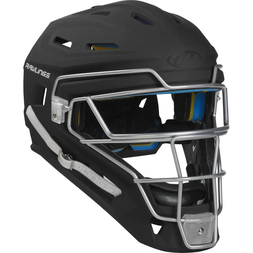 Rawlings | MACH Catchers Helmet | Baseball | Senior (7 1/8’’ - 7 3/4’’) | Black/Black - Black / Black / Senior | 7