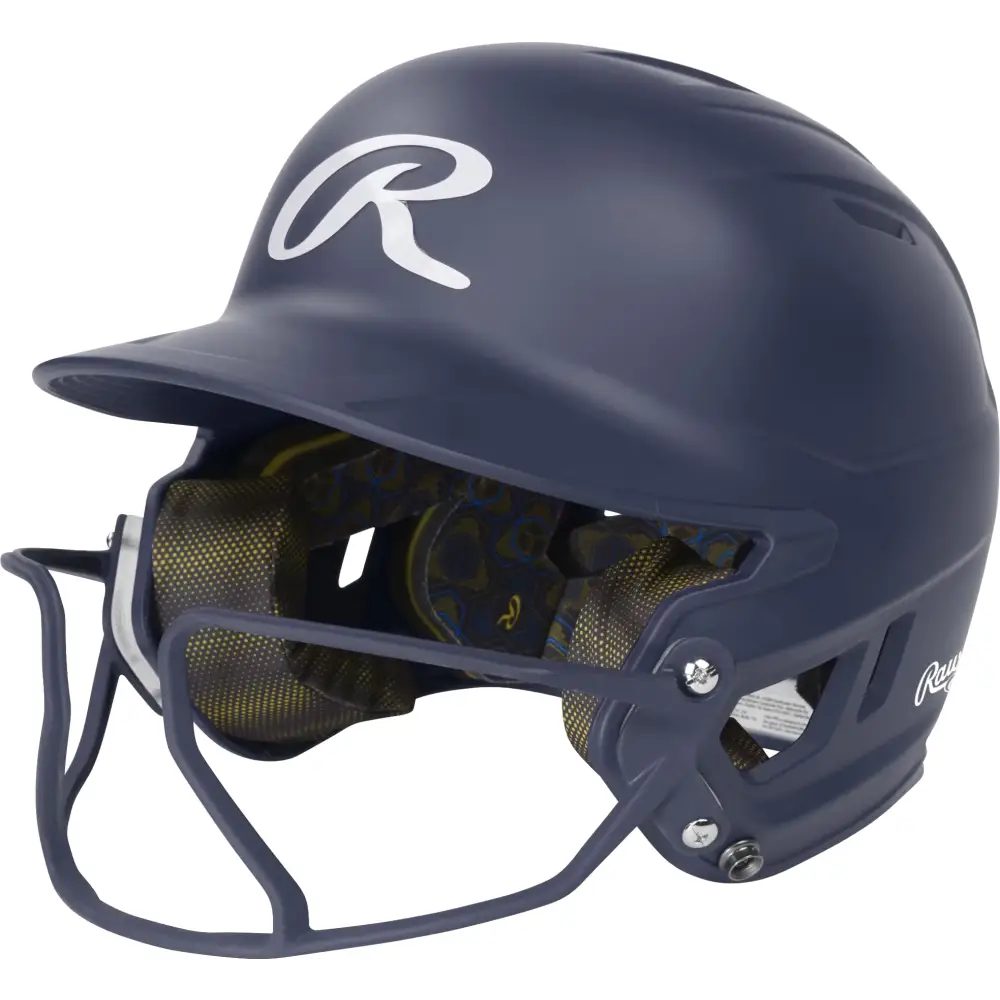 Rawlings | MACH HI-VIZ Fastpitch Softball Batting Helmet | Face Guard Attached | Navy | Senior - 6 7/8’’ - 7 5/8’’
