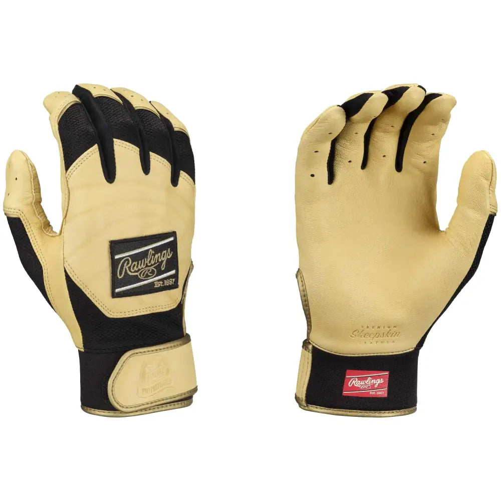 Rawlings | PRO Preferred Baseball Batting Gloves | Carmel/Black | Adult Medium - Carmel/Black / Adult Medium