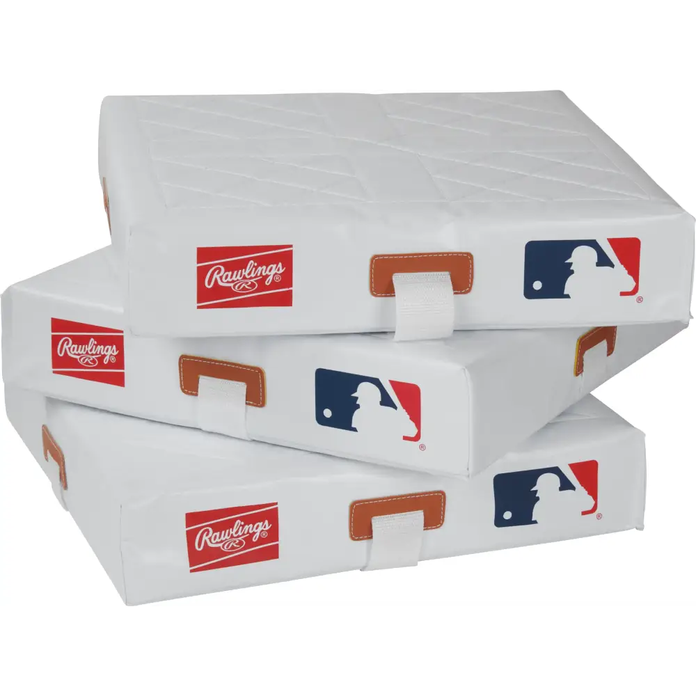 Rawlings | QUILTED Base Set | T-Ball / Baseball / Softball | Varsity - 15’’ x 15’’ x 3’’ | Set of 3 Bases | Indoor