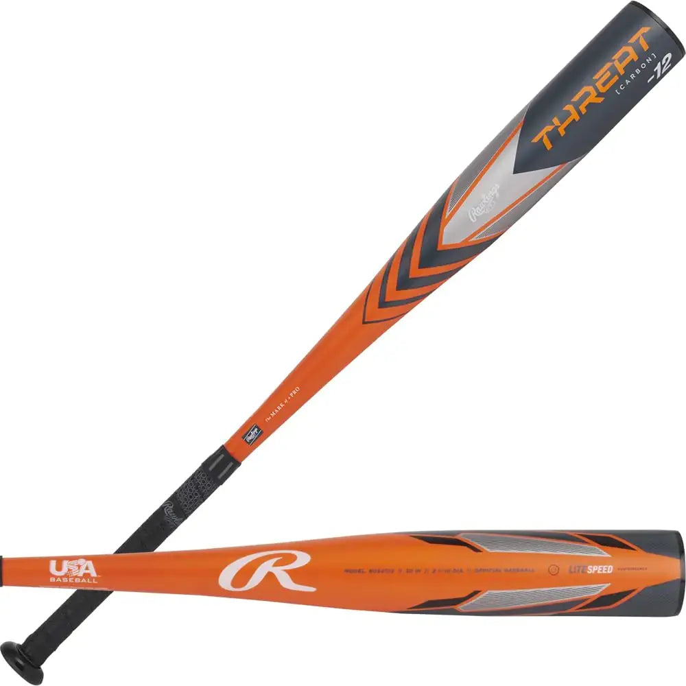 Rawlings | THREAT Baseball Bat | USA | -12 | 2 5/8’’ Barrel | 28’’ - Orange/Grey / 28 Inch