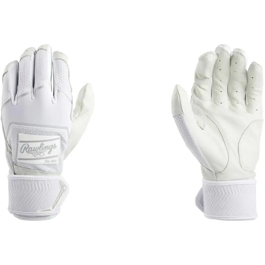 Rawlings | Workhorse Baseball Batting Gloves | Compression Strap | White | Youth Large - White / Youth Large