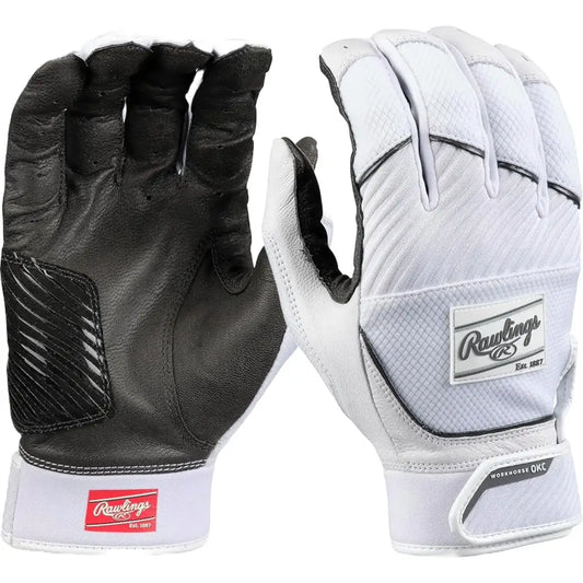 Rawlings | Workhorse OKC Fastpitch Softball Batting Gloves | White | Adult Large - White / Adult Large
