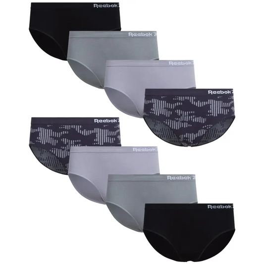 Reebok Girls Hipster Briefs - 8 Pack Breathable Stretch Performance Hipster Panties - Seamless Underwear for Girls