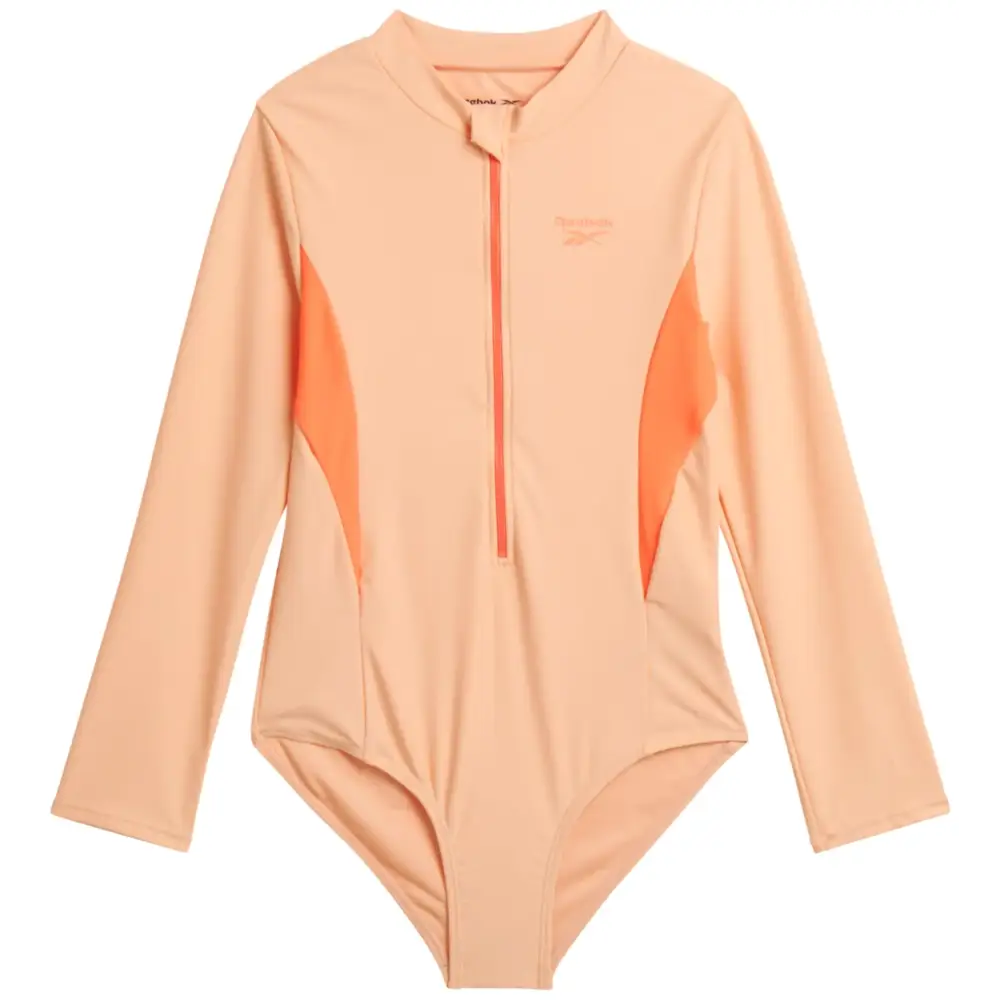 Reebok Girls Rash Guard Bathing Suit - UPF 50+ Quarter Zip Long Sleeve One Piece Bathing Suit - Monokini for Girls
