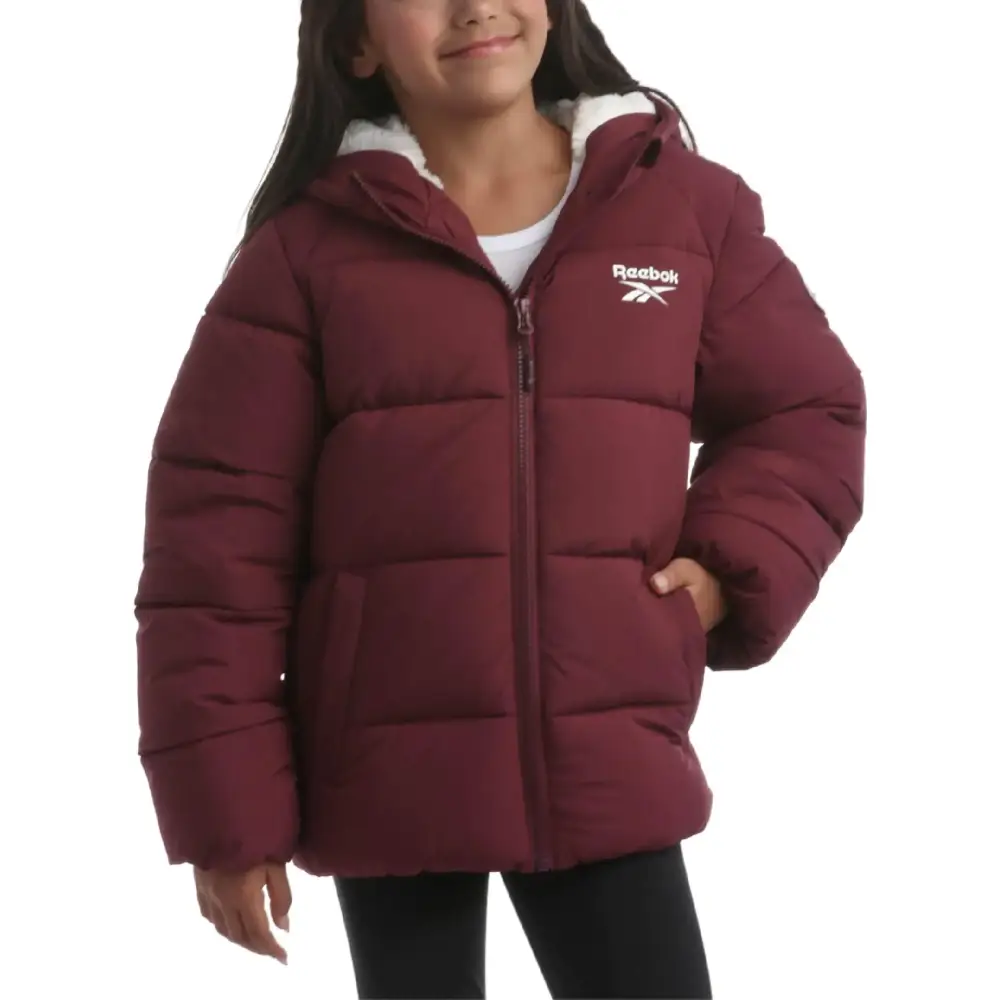 Reebok Girls Winter Jacket – Heavyweight Quilted Puffer Parka Coat – Sherpa Fleece Lined Ski Jacket for Girls (4-16)