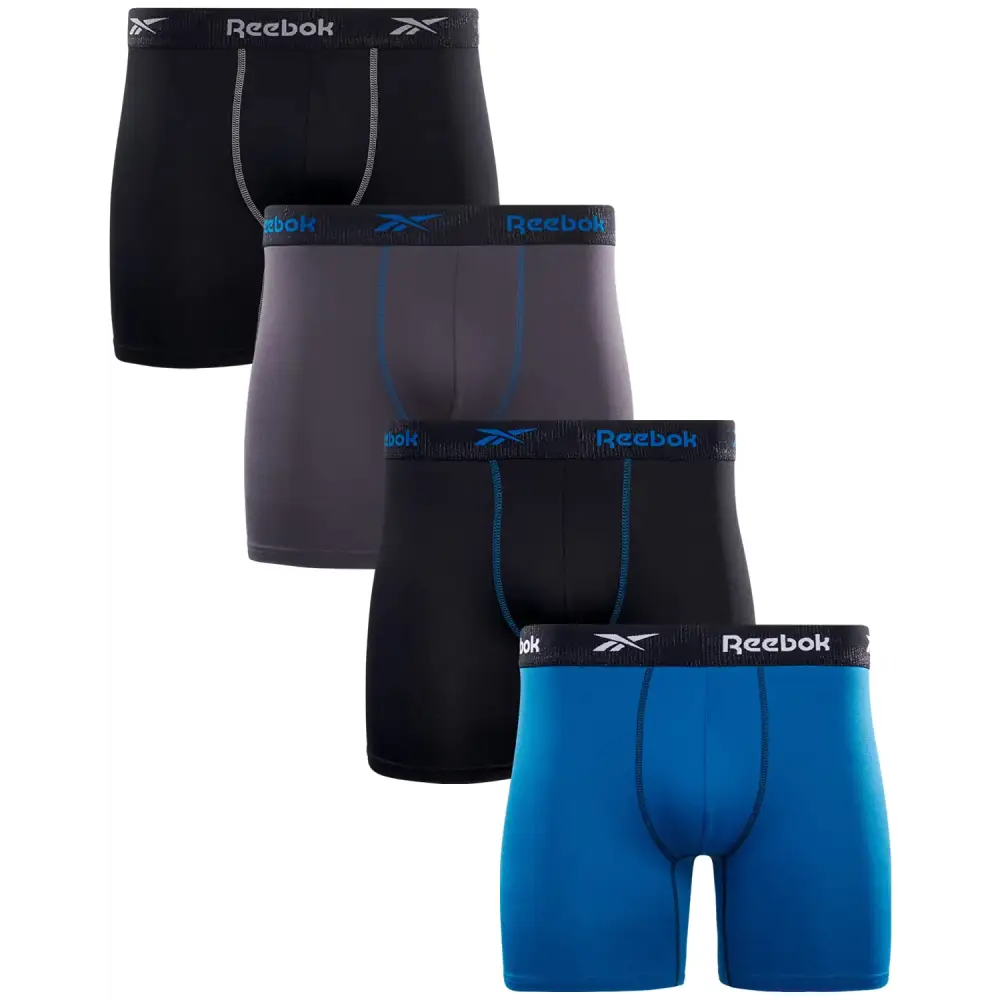 Reebok Mens Boxer Briefs - 4 Pack Soft Mens Performance Underwear Boxers - Athletic Boxer Briefs for Men Pack (S-XL)