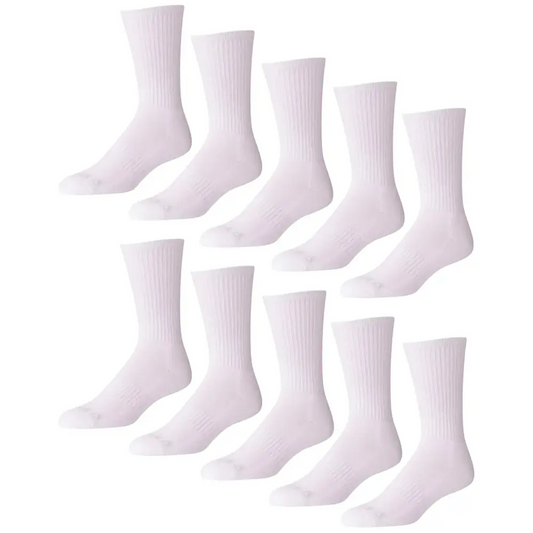 Reebok Mens Crew Socks - 10 Pack Stretch Performance Cushioned Crew Socks - Arch Support Athletic Socks for Men