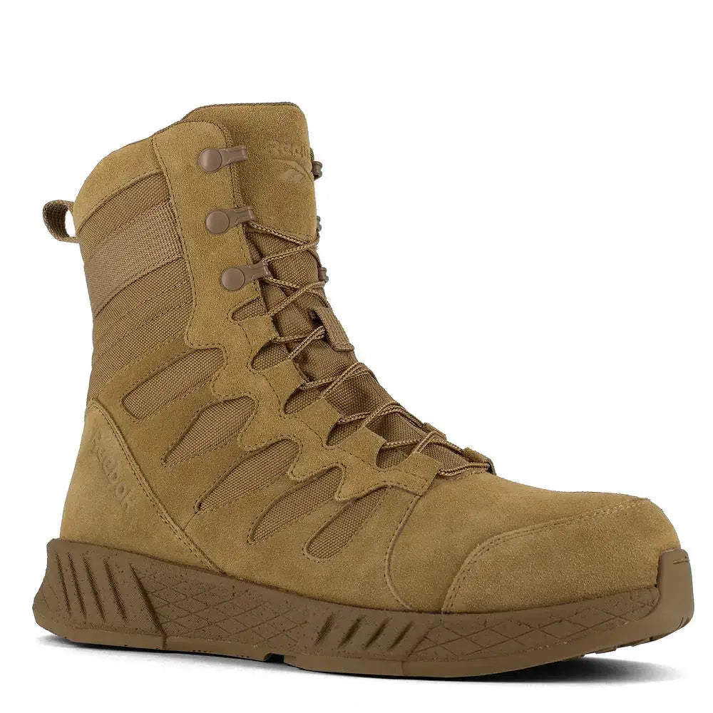 Reebok Mens Floatride Energy Safety Toe 8in Tactical Side Zipper Military Boots Coyote 9 - Coyote / 9