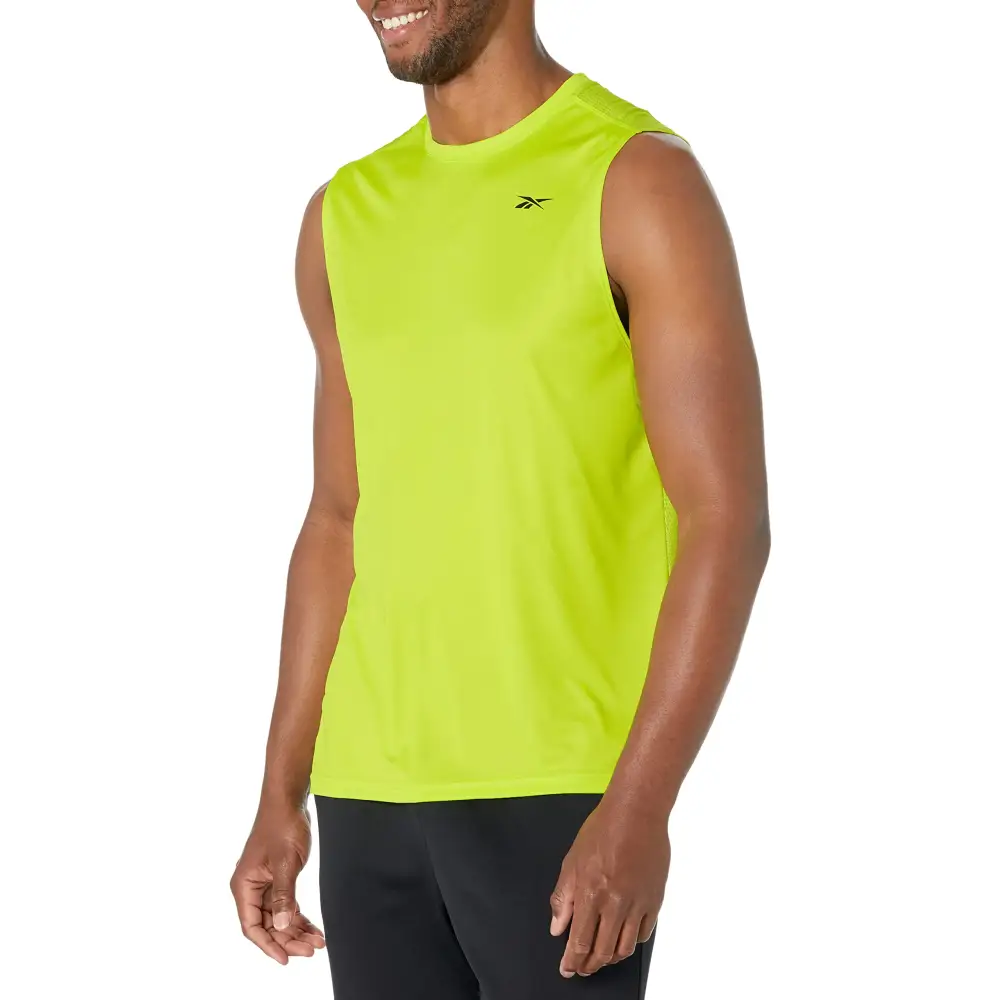 Reebok Mens Standard Workout Ready Sleeveless Tee Acid Yellow Small - Acid Yellow / Small