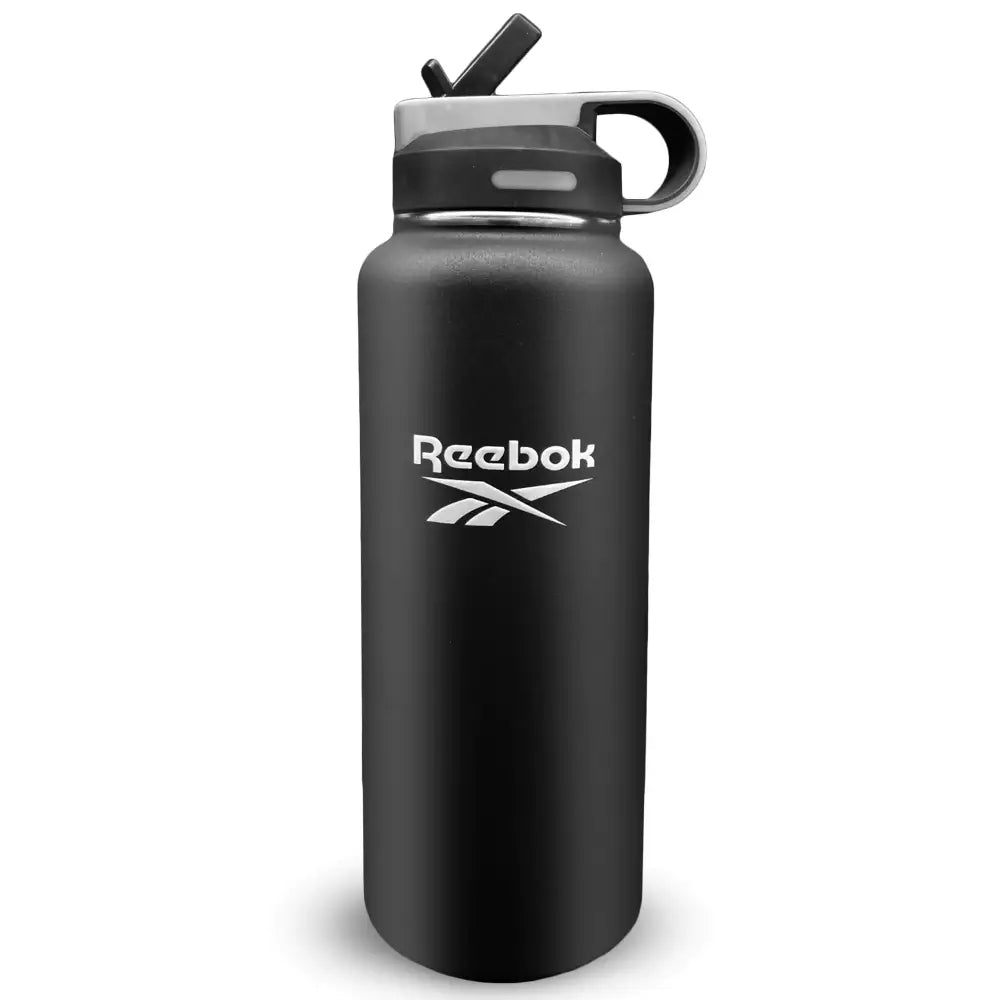 Reebok Stainless Steel Water Bottle With Straw & Lifestyle Design - Insulated Water Bottles 40 oz - Double Wall Vacuum