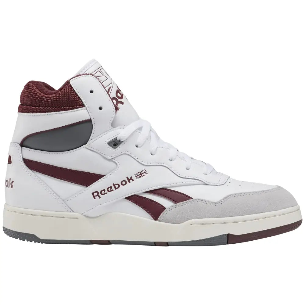 Reebok Unisex Bb4000 Ii Mid Sneaker White/Maroon/Pure Grey 10 US Men - White/Maroon/Pure Grey / 10