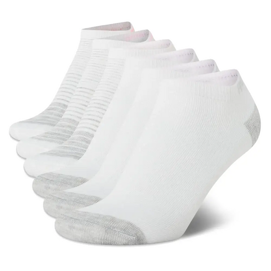 Reebok Womens Athletic Socks - Lightweight Low Cut Socks (6 Pack) Size 4-10 Pure White - Pure White / 4-10