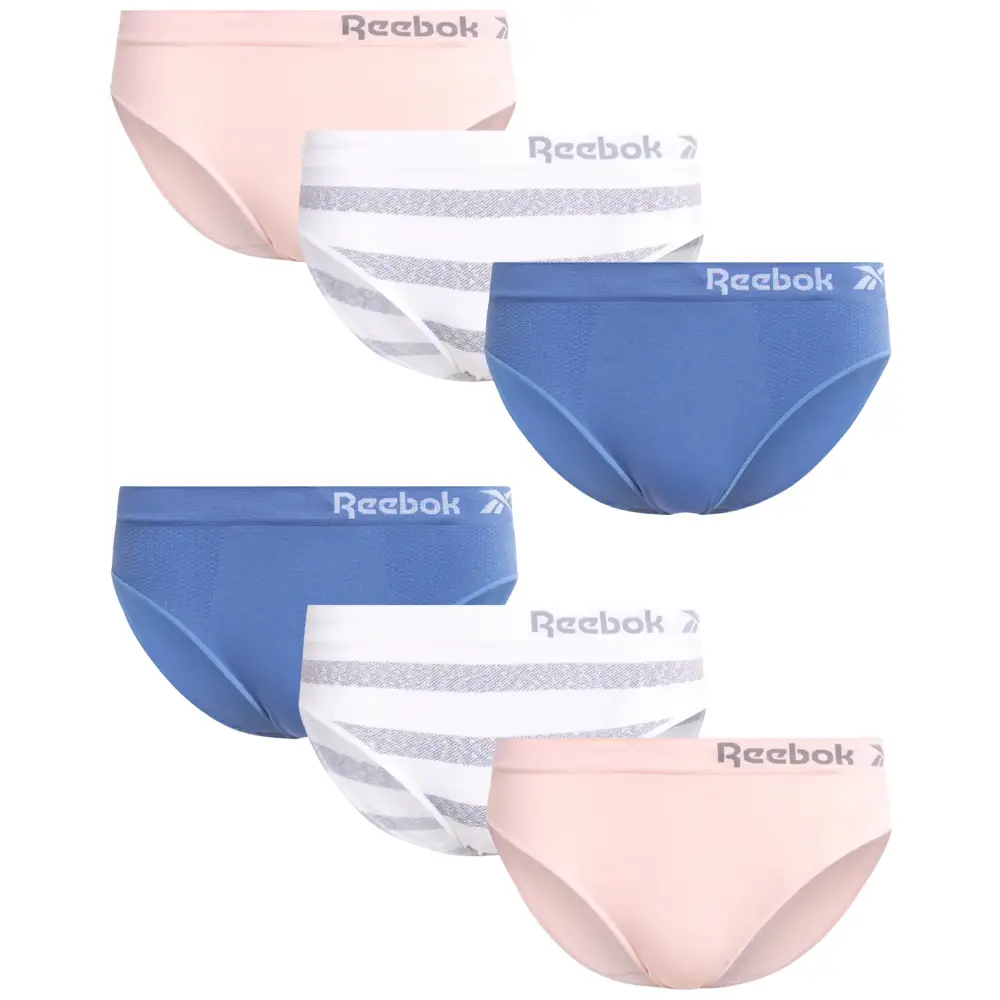 Reebok Womens Bikinis - 6 Pack Microfiber Seamless Womens Bikini Panties - Breathable Underwear for Women (S-XL) Size