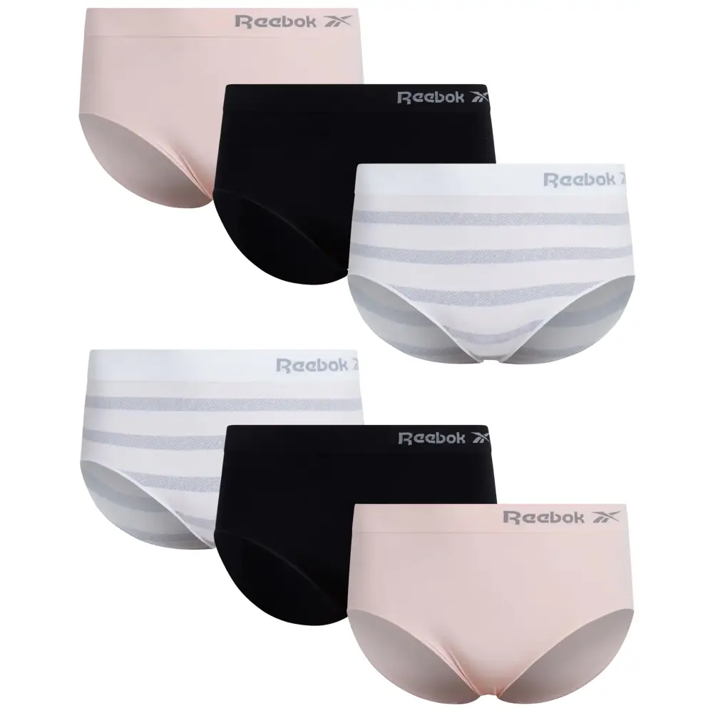 Reebok Womens Plus Size Briefs - 6 Pack Performance High Waisted Underwear for Women Designed to Fit Your Curves