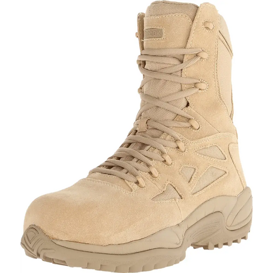 Reebok Work Mens RB8894 Rapid Response RB Composite Toe 8’’ Stealth Tactical Boot with Side Zipper Desert Tan Military