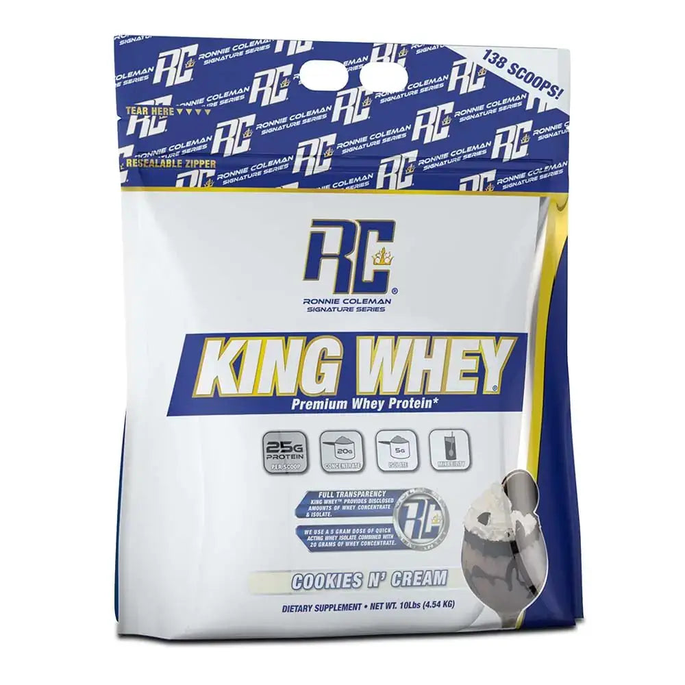 Ronnie Coleman Signature Series King Whey Leading Whey Protein with Added Whey Isolate (10lb Cookies and Cream) - n/a