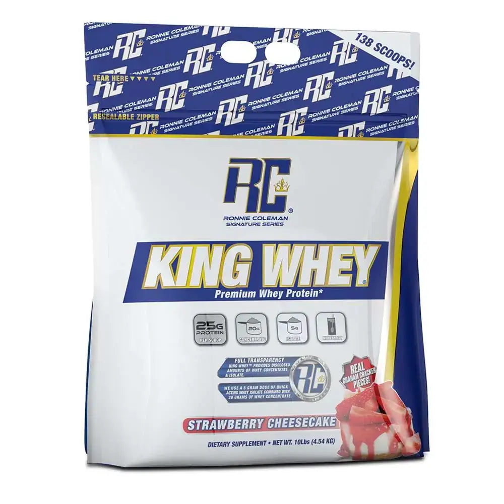 Ronnie Coleman Signature Series King Whey Leading Whey Protein with Added Whey Isolate (10lb Strawberry Cheesecake)