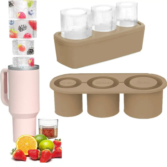 Silicone Ice Cube Tray for YETI 42oz Hydro Flask Water Bottle 24 32 40 oz Hollow Cylinder Ice Molds Freezer with Lid