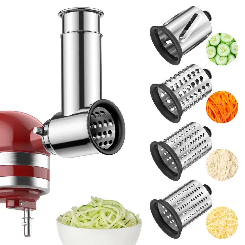 Stainless Steel Slicer Shredder Attachment for KitchenAid Stand MixerIncludes Cheese GraterGrinding Powder Vegetable