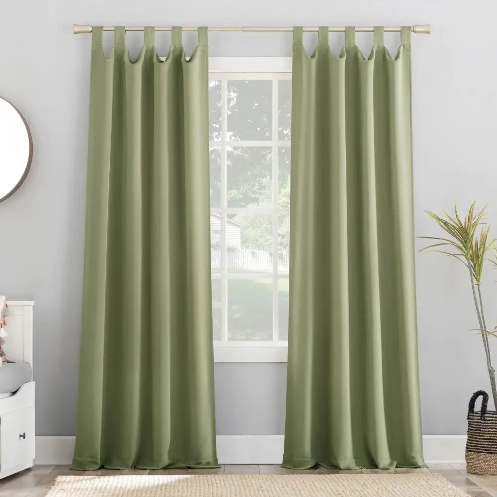 Sun Zero Easton Energy Saving Blackout Tab Top Curtain Panel 40’’ x 95’’ Sage Green - Sage Green / 40’’W x 95’’L (Pack