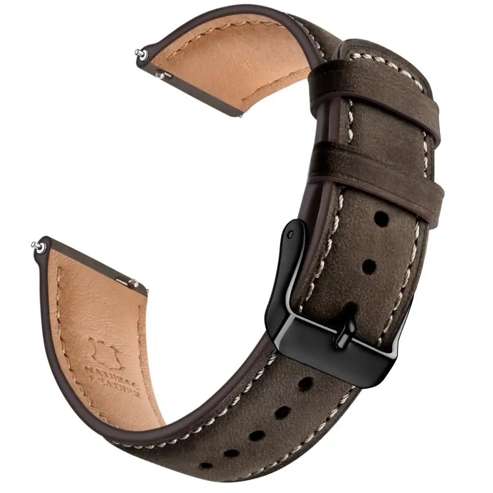 SUNFWR Quick Release Leather Watch Band 18mm 20mm 22mm 24mm for Men Women Vintage Genuine Leather Strap for Samsung