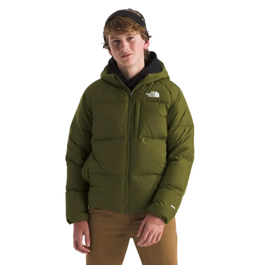 THE NORTH FACE Boys Reversible North Down Hooded Jacket Forest Olive Small - Forest Olive / Small