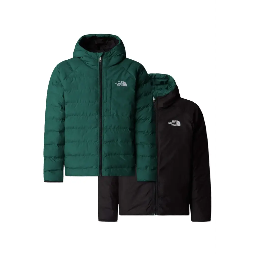THE NORTH FACE Boys Reversible Perrito Hooded Jacket Evergreen Large - Evergreen / Large