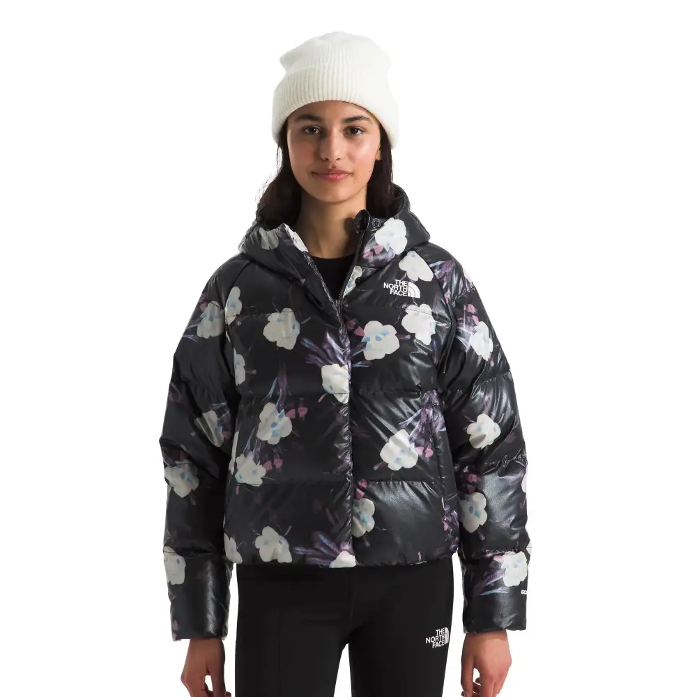 THE NORTH FACE Girls North Down Hooded Jacket TNF Black Winter Flowers Print/Foil X-Small - Tnf Black Winter Flowers