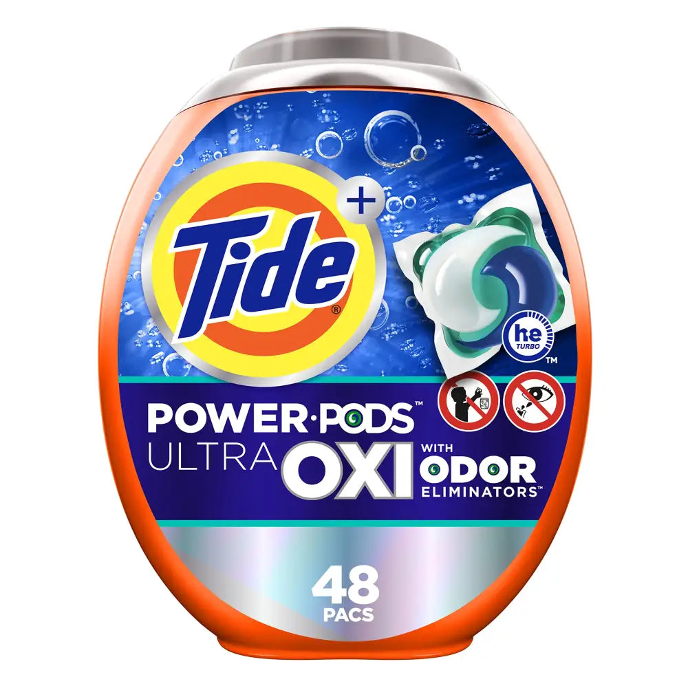 Tide Ultra OXI Power PODS with Odor Eliminators Laundry Detergent Pacs Spring Meadow 48 Count For Visible and Invisible