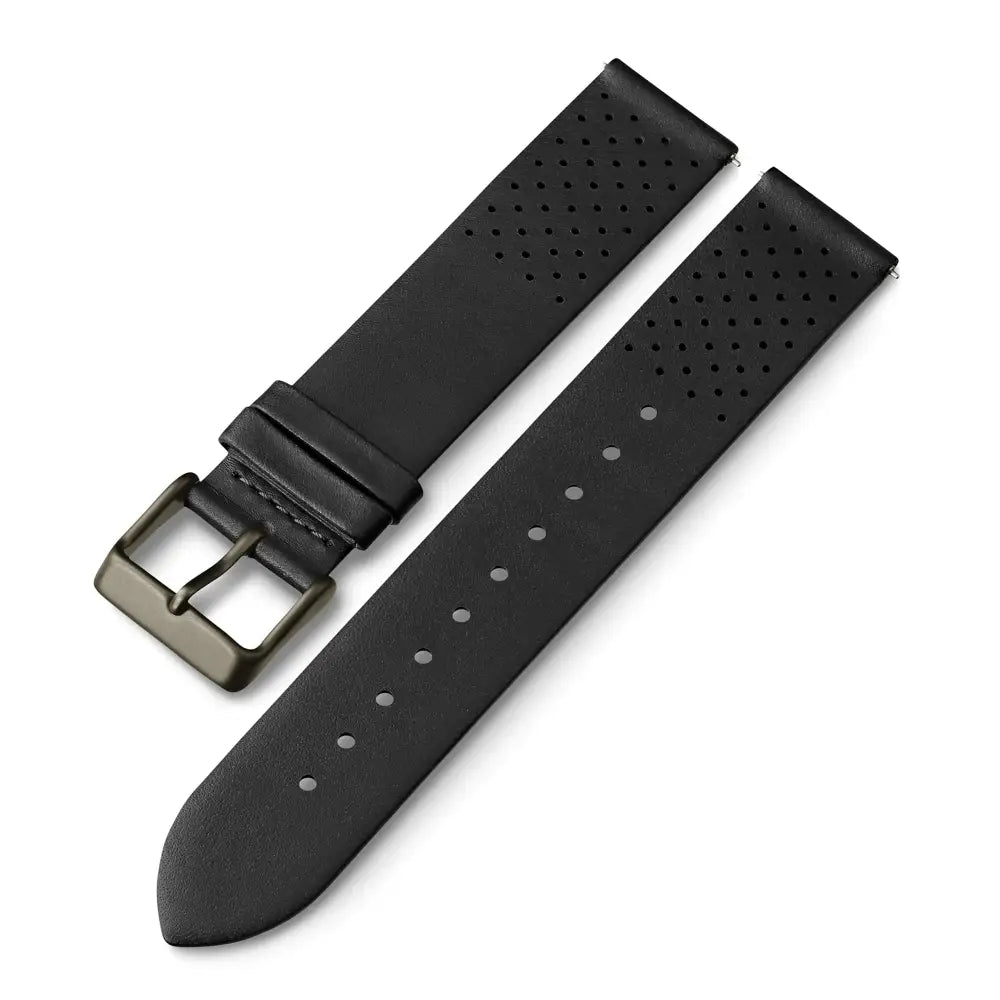 Timex 20mm Genuine Leather Quick-Release Strap – Black with Bronze-Tone Buckle (TW7C64900) - Black/Bronze-Tone