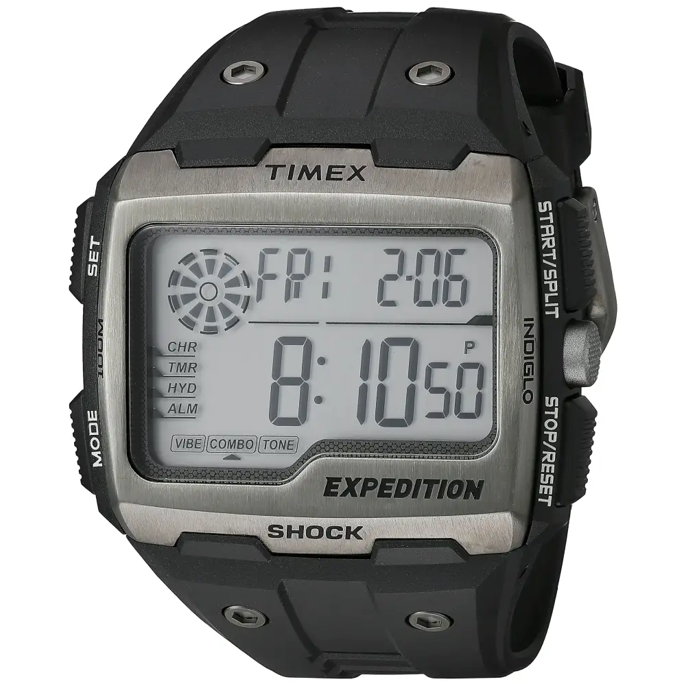 Timex Mens TW4B02500 Expedition Grid Shock Black Resin Strap Watch - Black