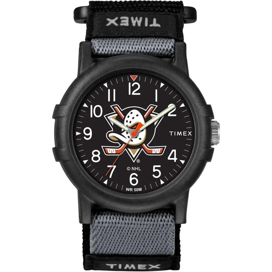 Timex NHL Recruit 38mm Watch – Anaheim Ducks with Black Fabric Strap - Anaheim Ducks