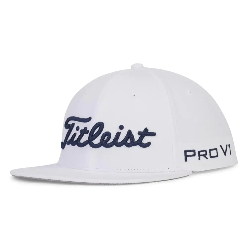 Titleist Mens Standard Tour Elite Flat Bill Golf Hat White/Navy One Size - White/Navy / One Size